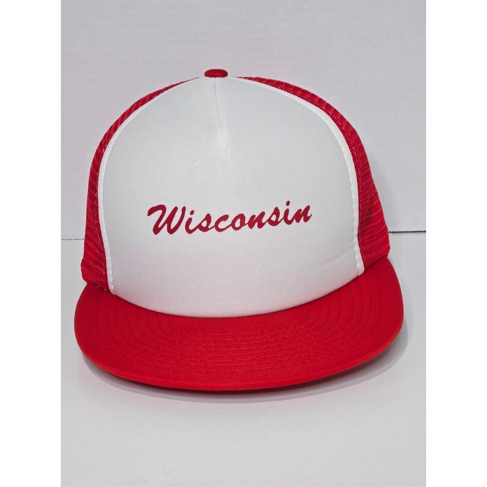 Vintage 80s Sportcap Smoothie Wisconsin Trucker Hat | Red White Snapback